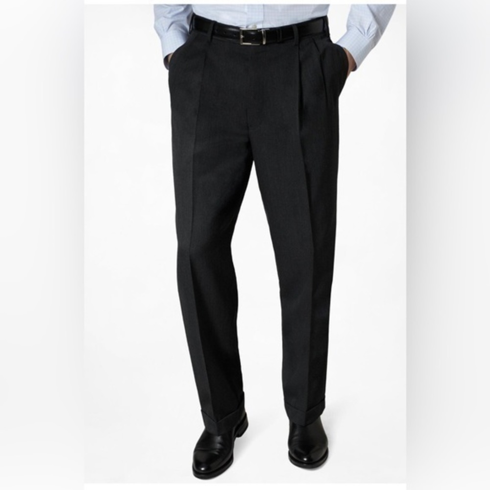 Brooks Brothers 100% Wool Black Pleated Dress Pants Size 33 Regular